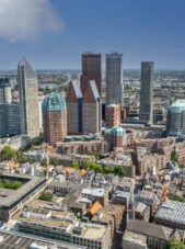 skylkive van den haag met op de achtergrond een aantal kenmerkende hoge torens